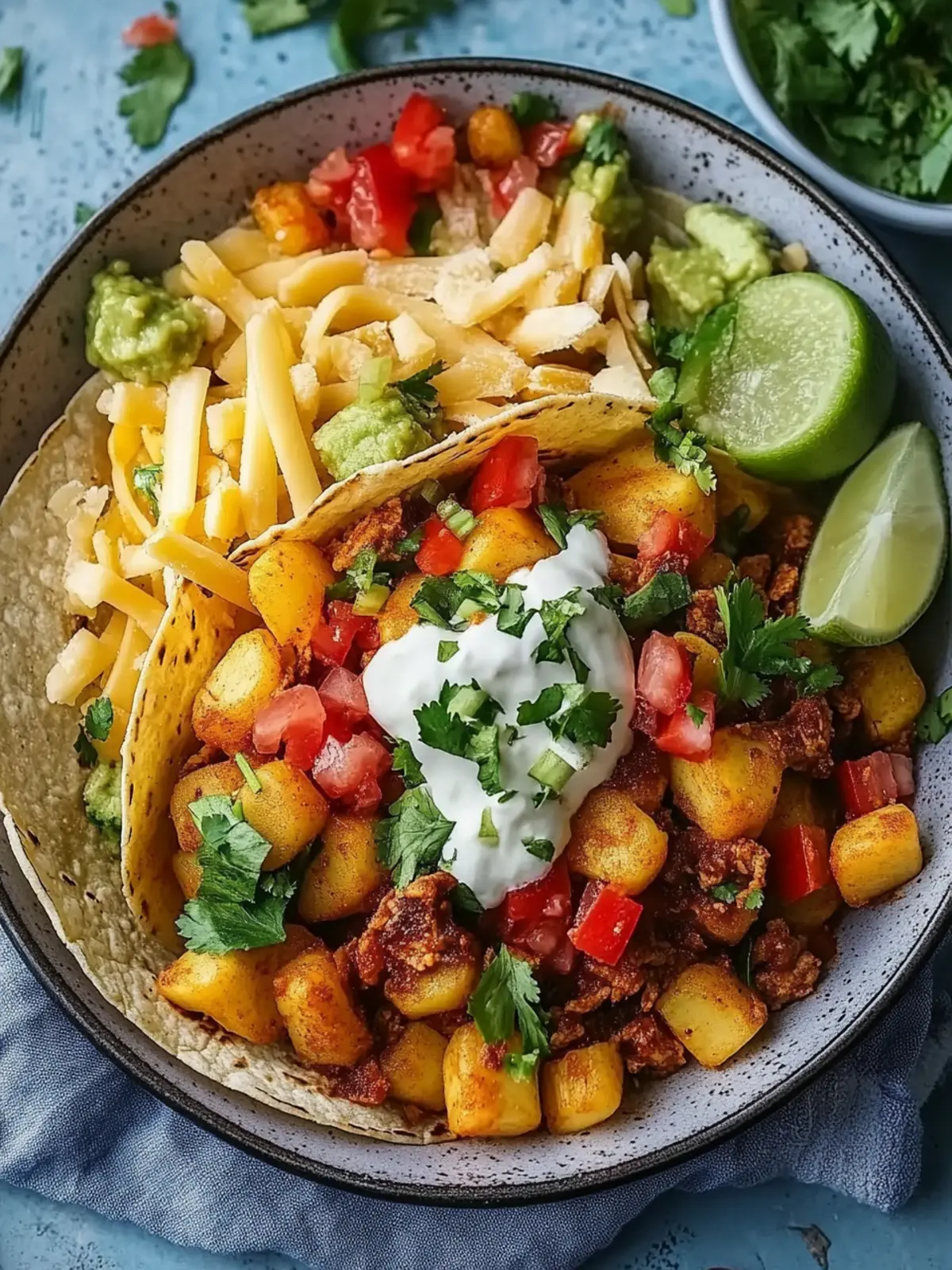 Kartoffel Taco Schüssel Mahlzeit Vorbereitung einfach sättigend