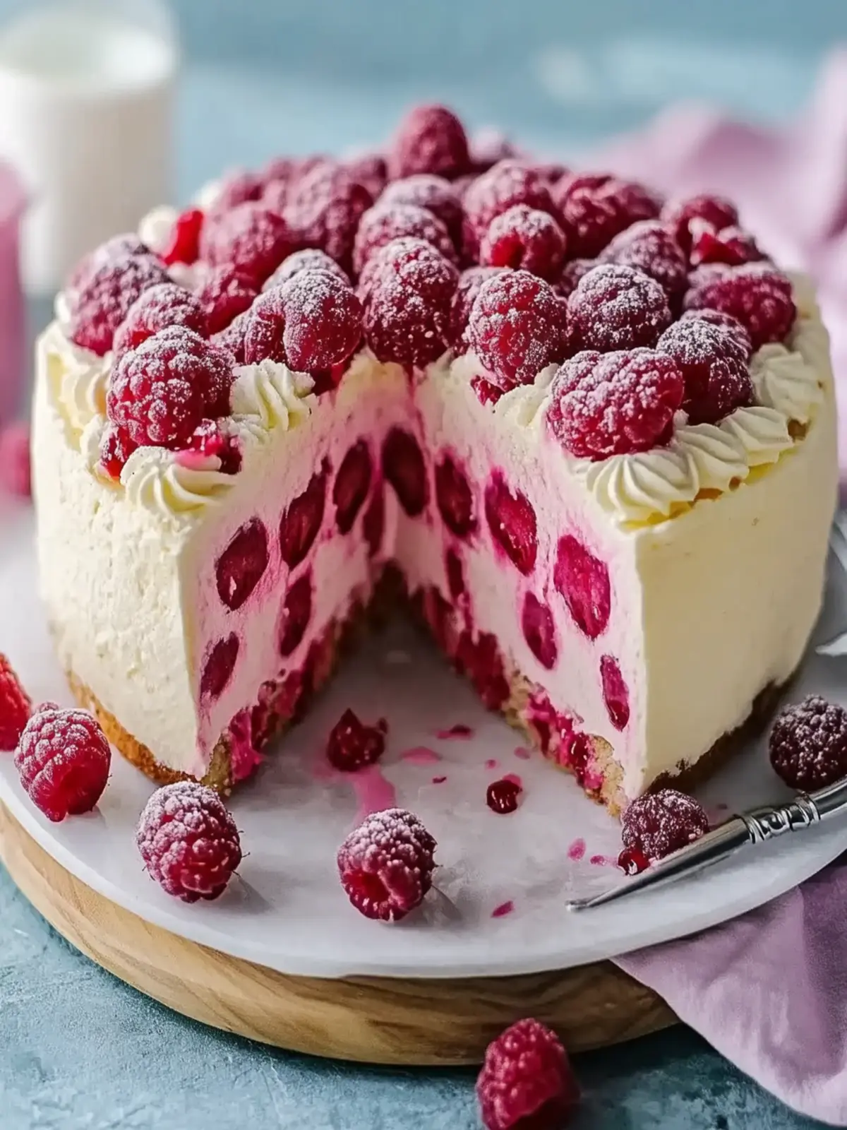 Weißer Schokoladen-Himbeer-Kuchen