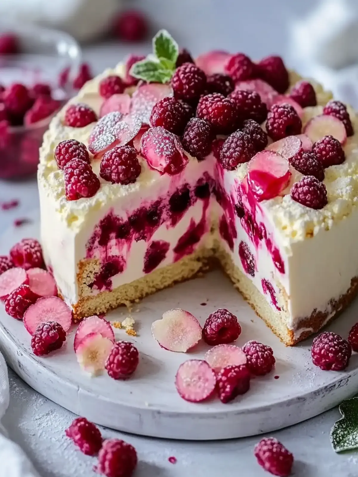 Weißer Schokoladen-Himbeer-Kuchen