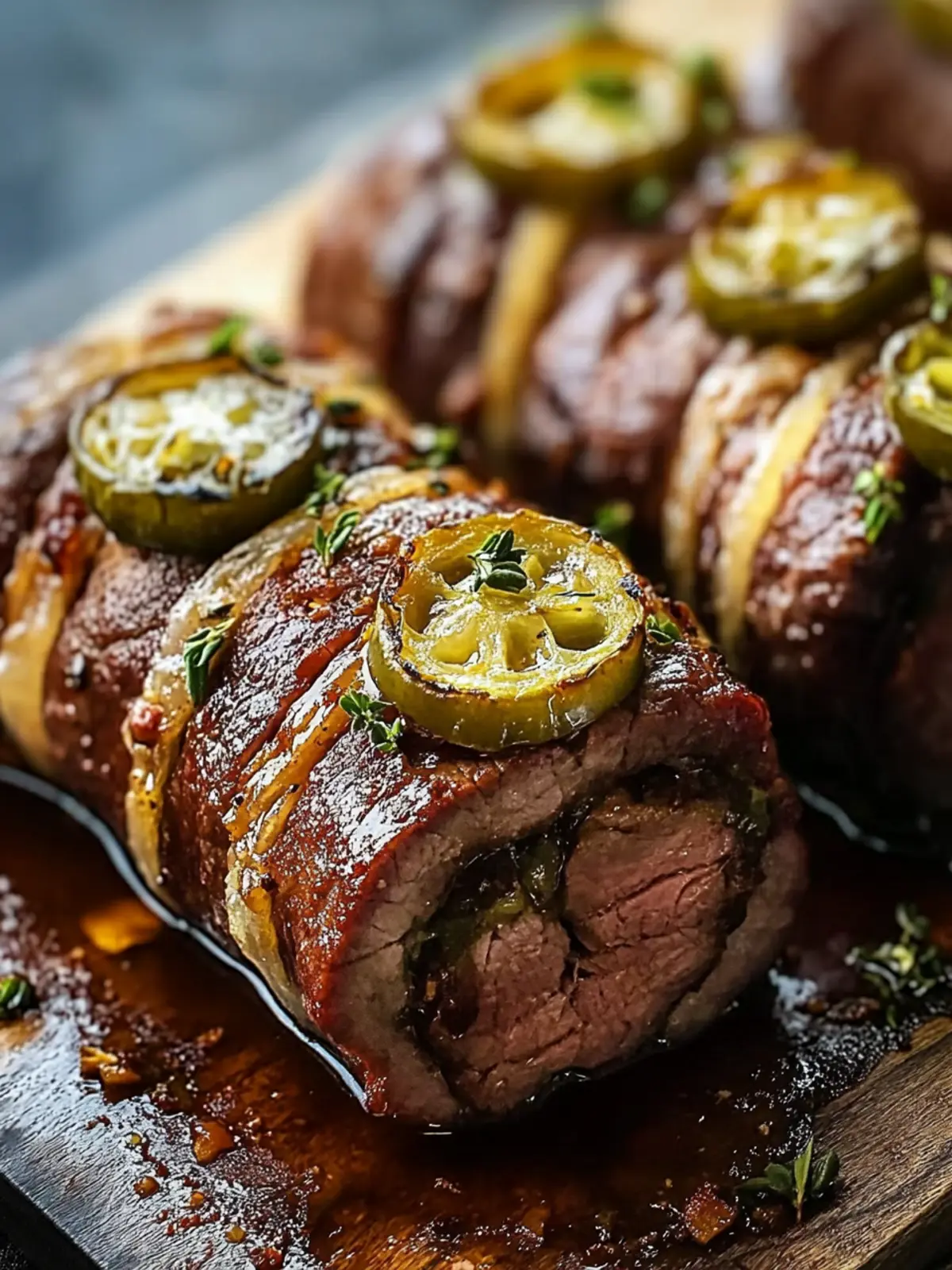 Tender beef roulades prepared in the oven