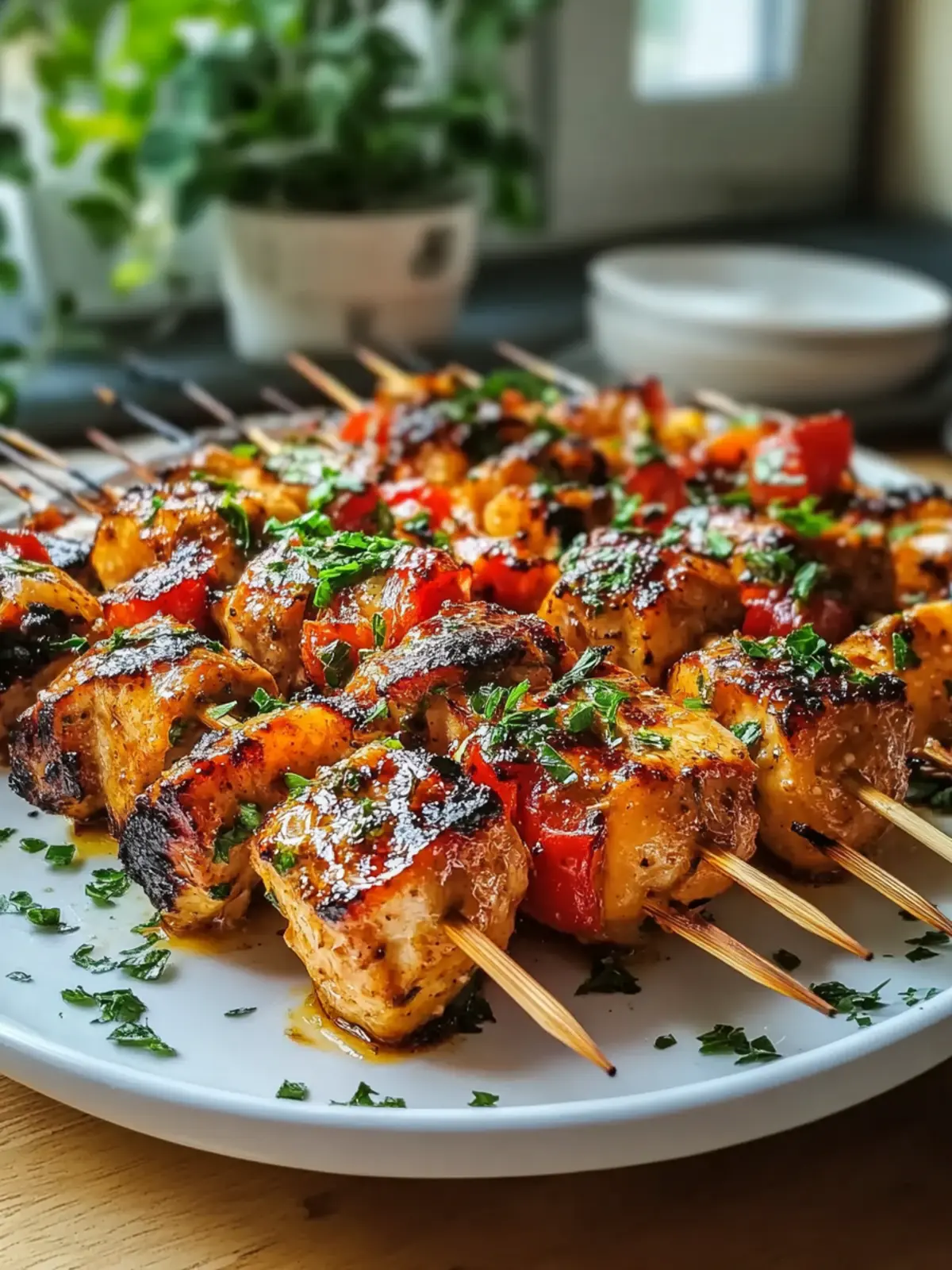 Gegrillte Hähnchenspieße mit Gartenkräuter-Honigmarinade