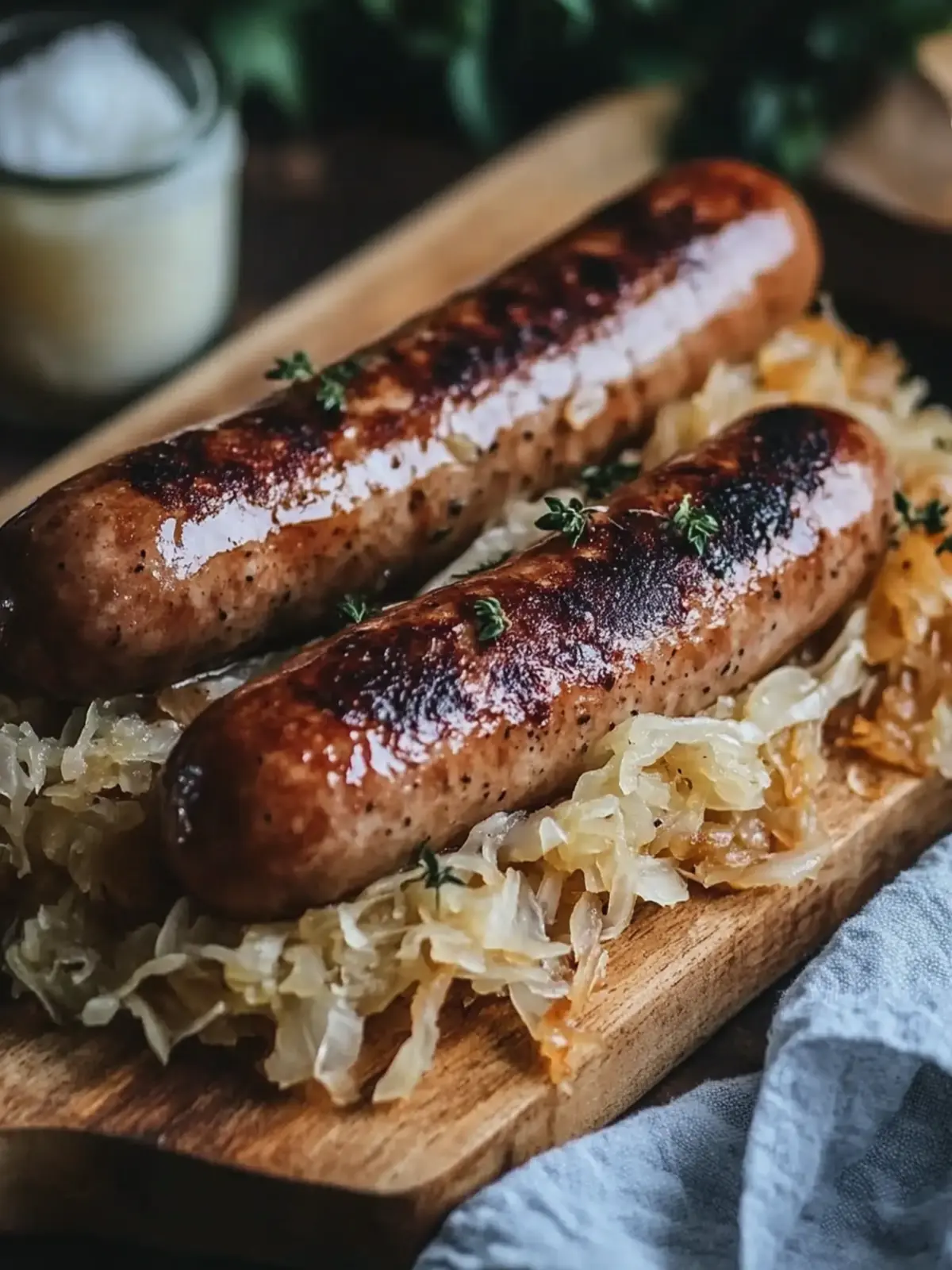 Gemütliche Bratwurst mit würzigem Sauerkraut