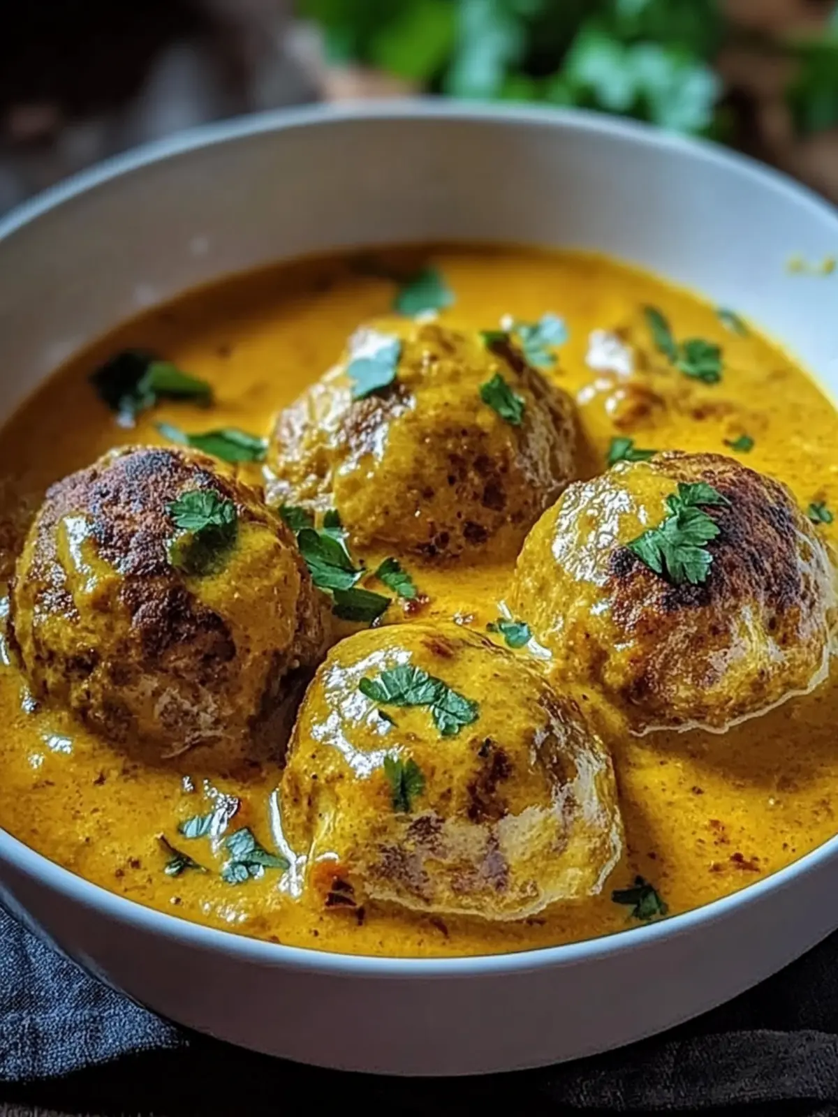 Vegane Linsenknödel in Curry-Sauce