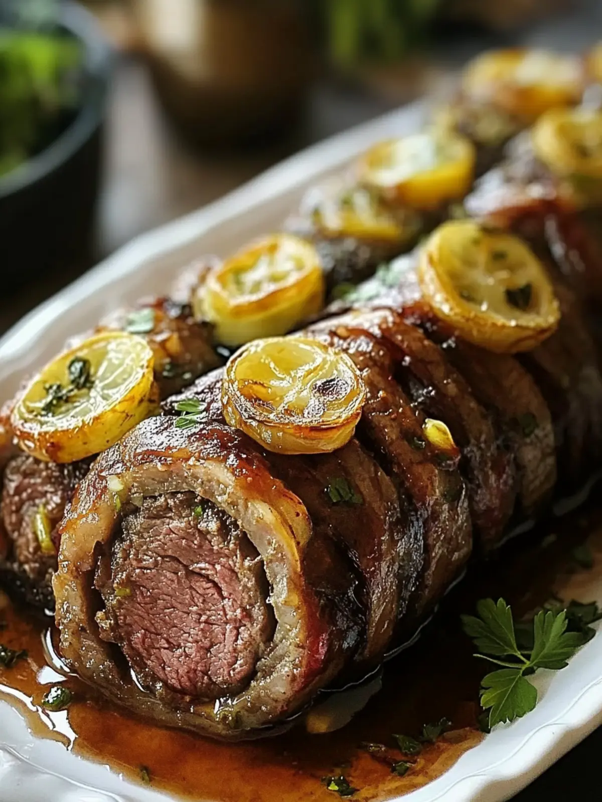 Tender beef roulades prepared in the oven