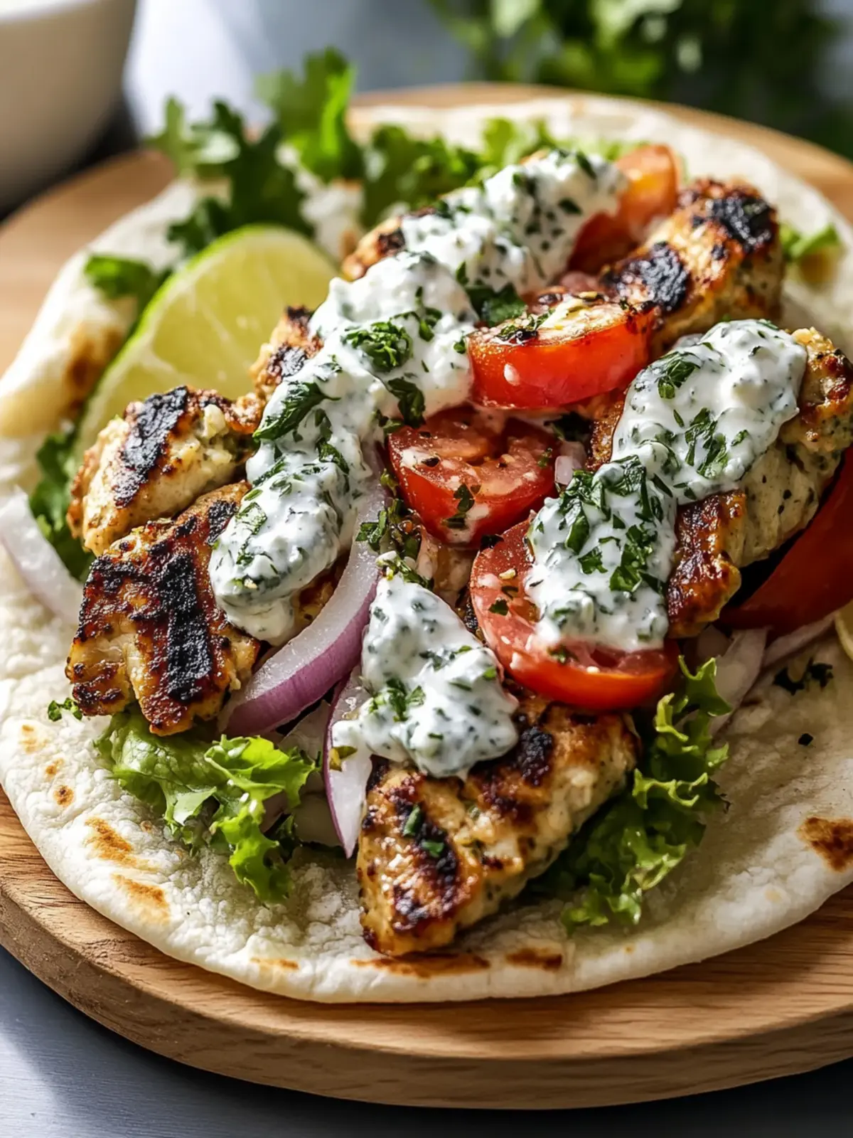 Leckere Mini Gyros mit Hähnchen und Feta Tzatziki Rezept