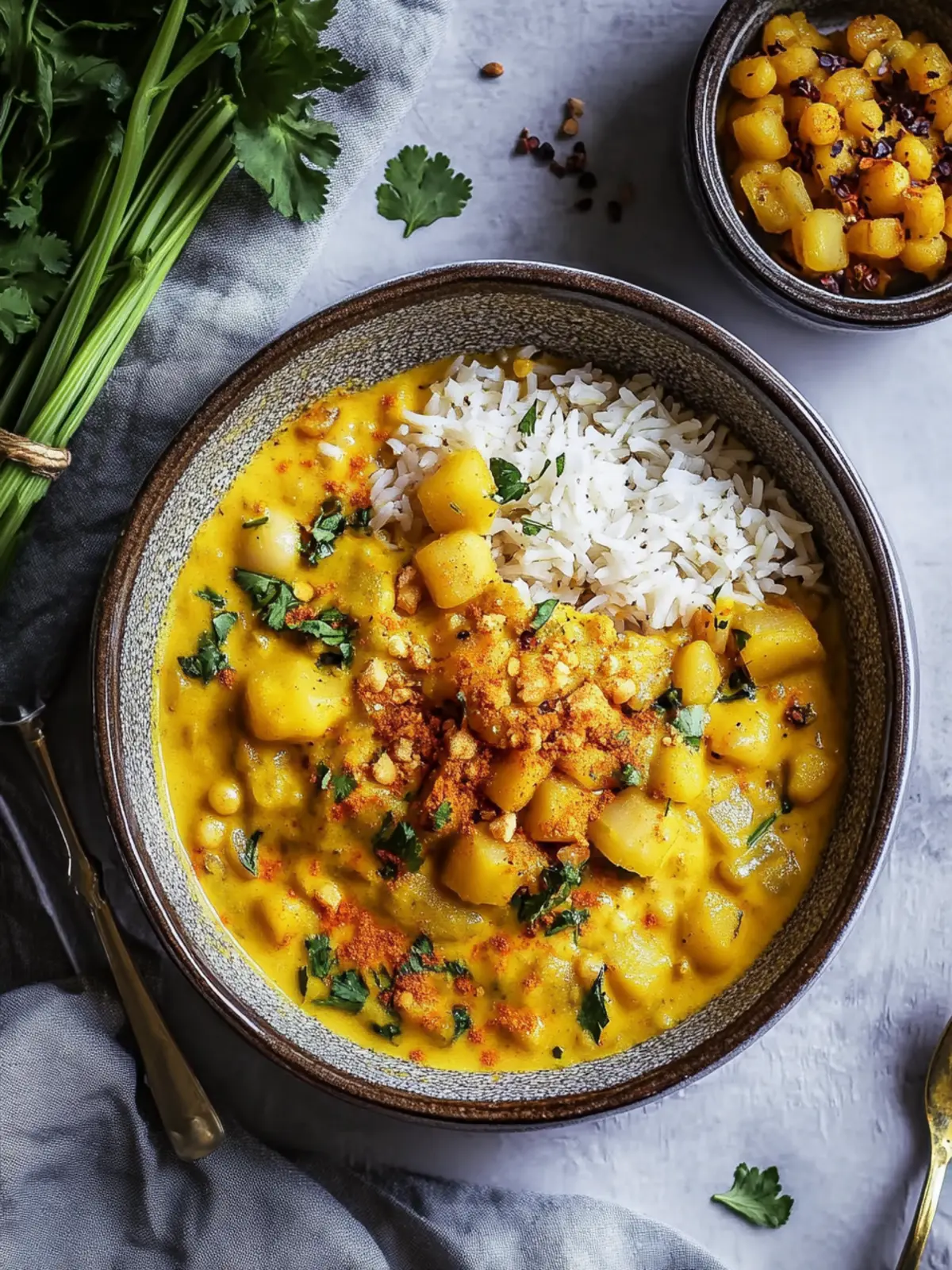 Kohlrabi-Curry mit gerösteten Kichererbsen