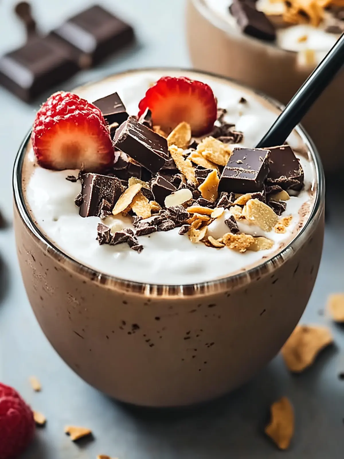 Dunkle Schokolade und geröstete Kokosnuss Smoothie Schüssel