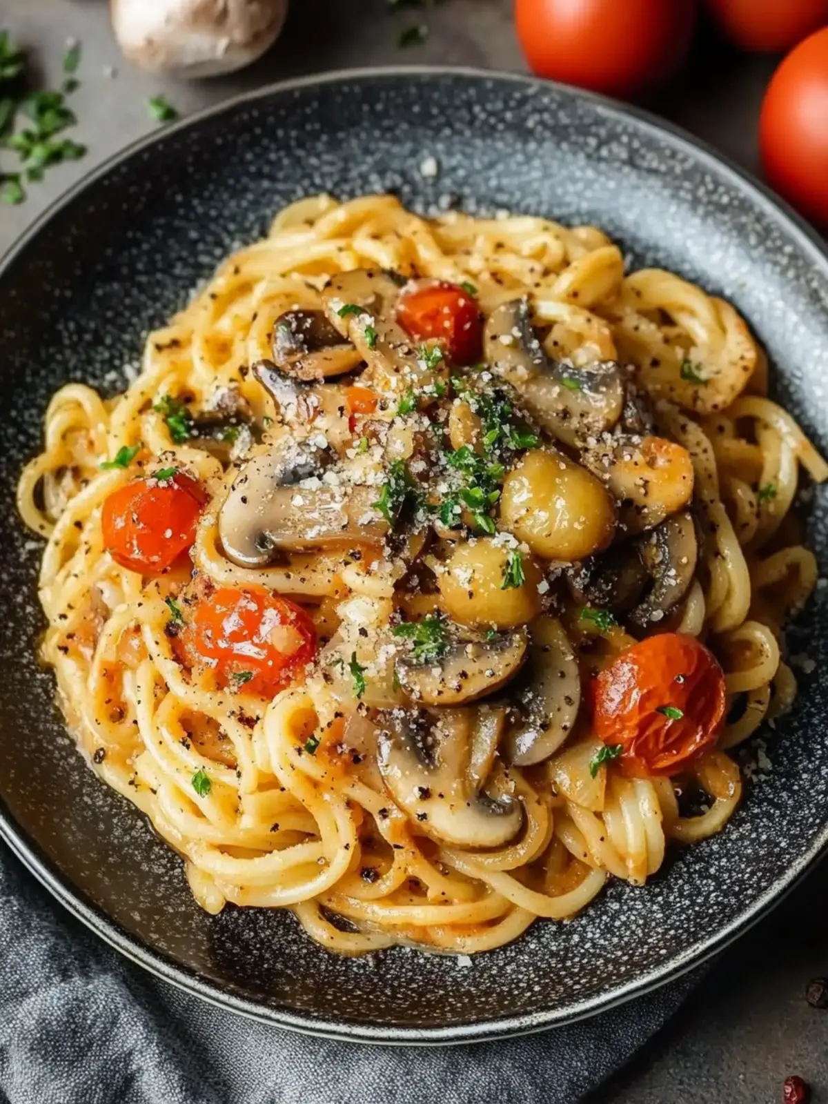 Paprika Spätzle mit Champignons