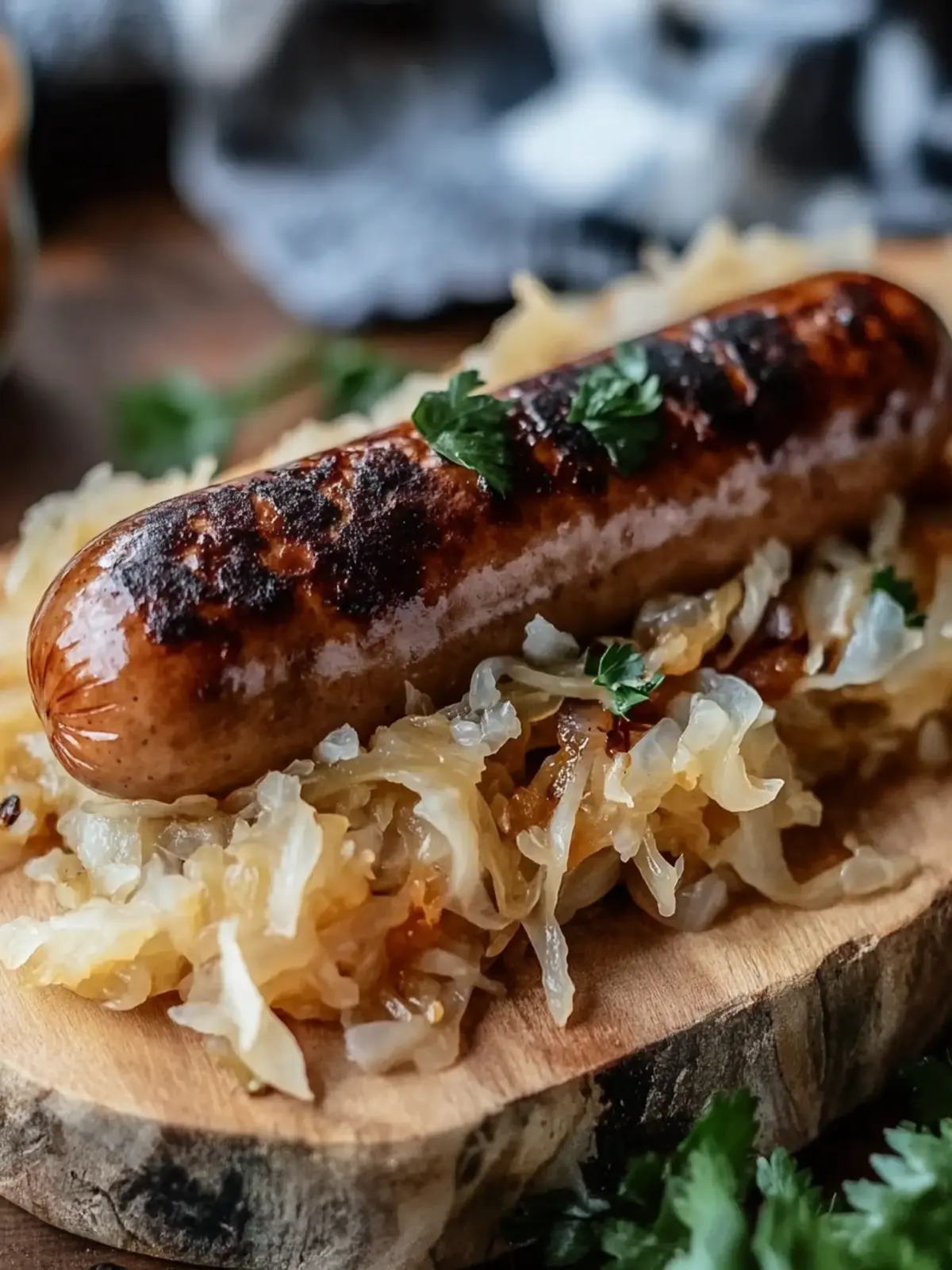 Gemütliche Bratwurst mit würzigem Sauerkraut