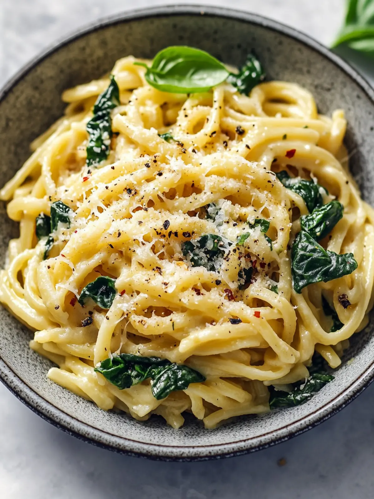 Cremige One Pot Pasta mit Linsen und Spinat