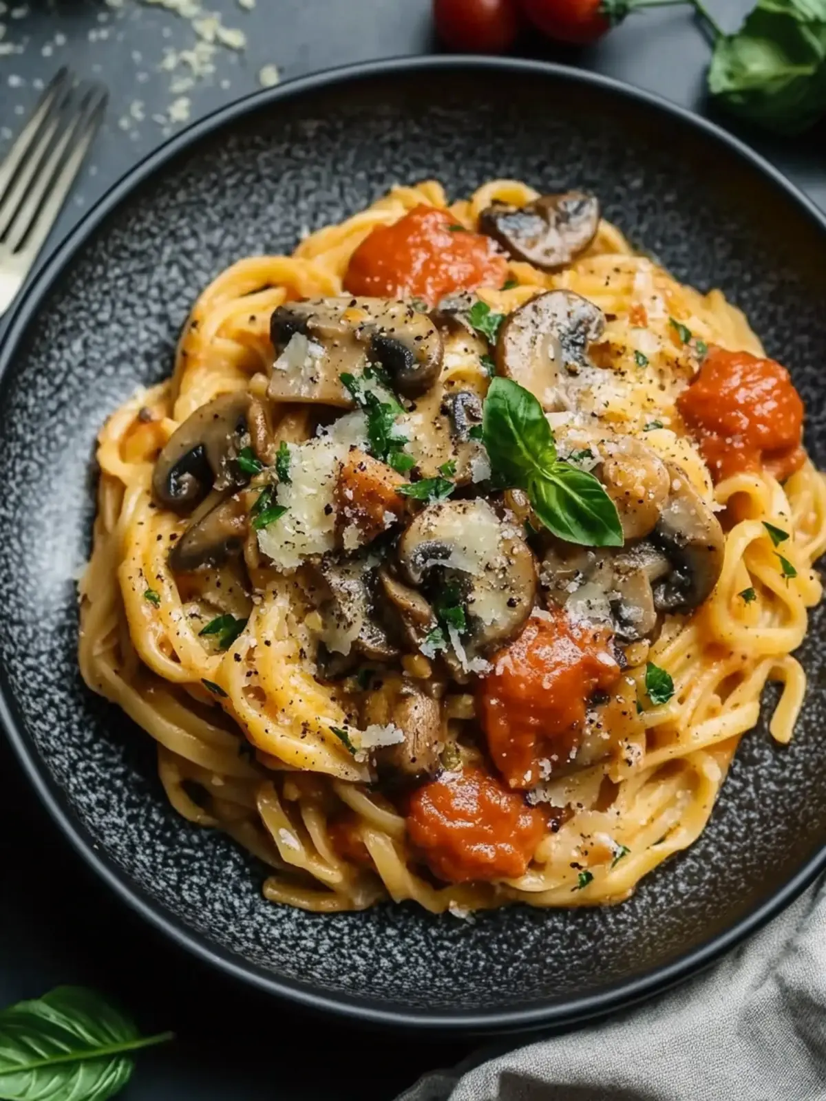Paprika Spätzle mit Champignons