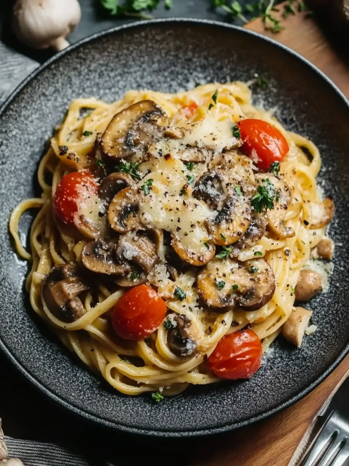 Paprika Spätzle mit Champignons