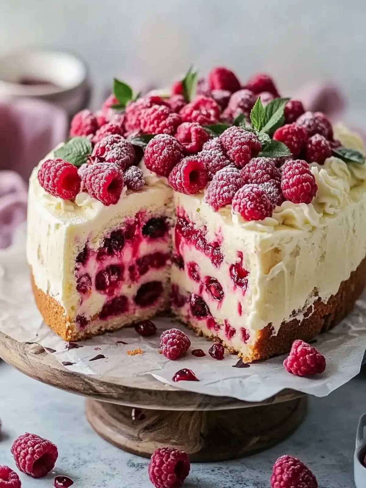 Weißer Schokoladen-Himbeer-Kuchen