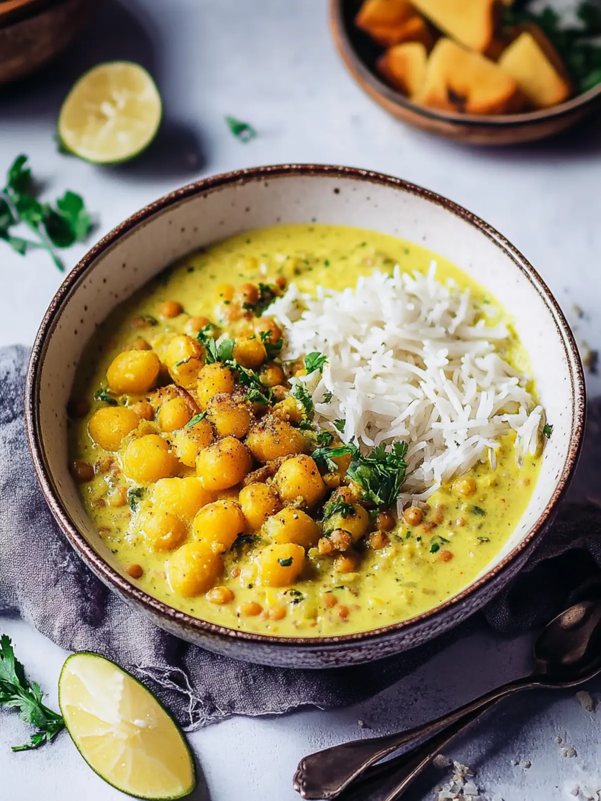 Kohlrabi-Curry mit gerösteten Kichererbsen