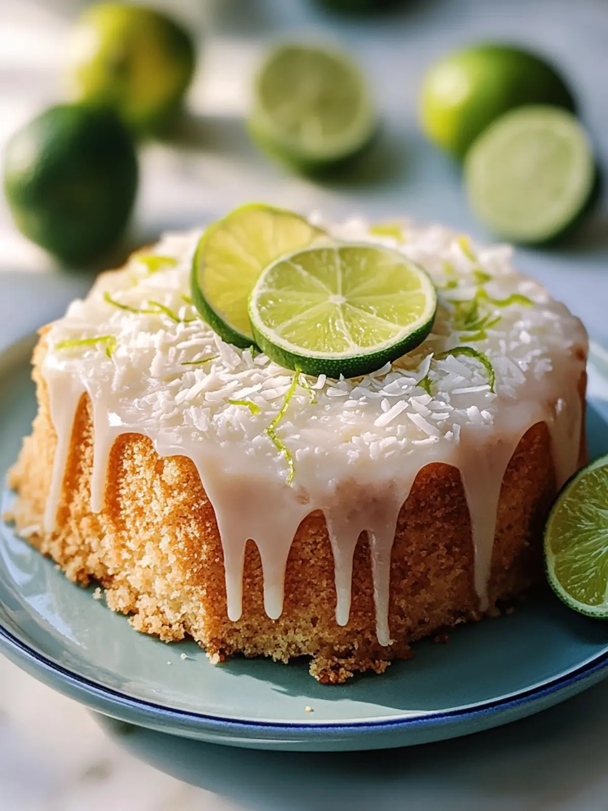 Simple coconut milk sheet cake with fresh lime glaze