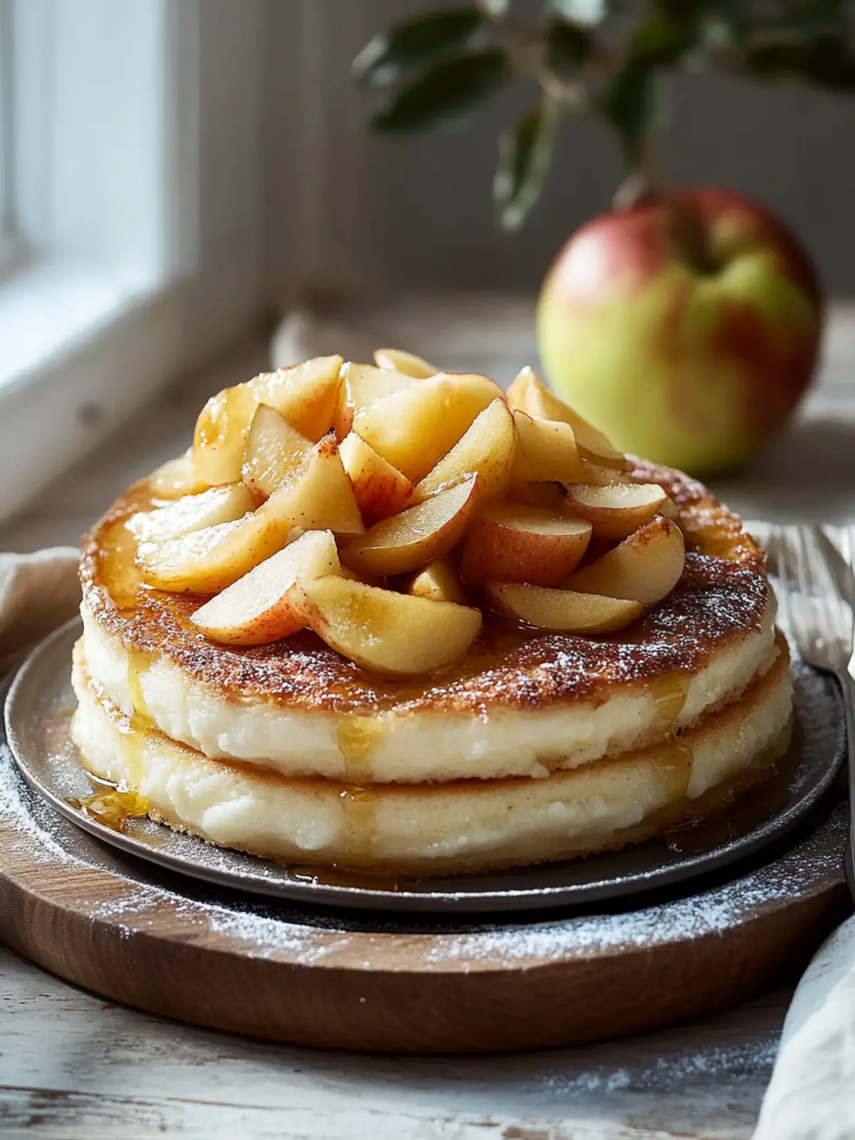 Cinnamon curd pancakes with apple dream