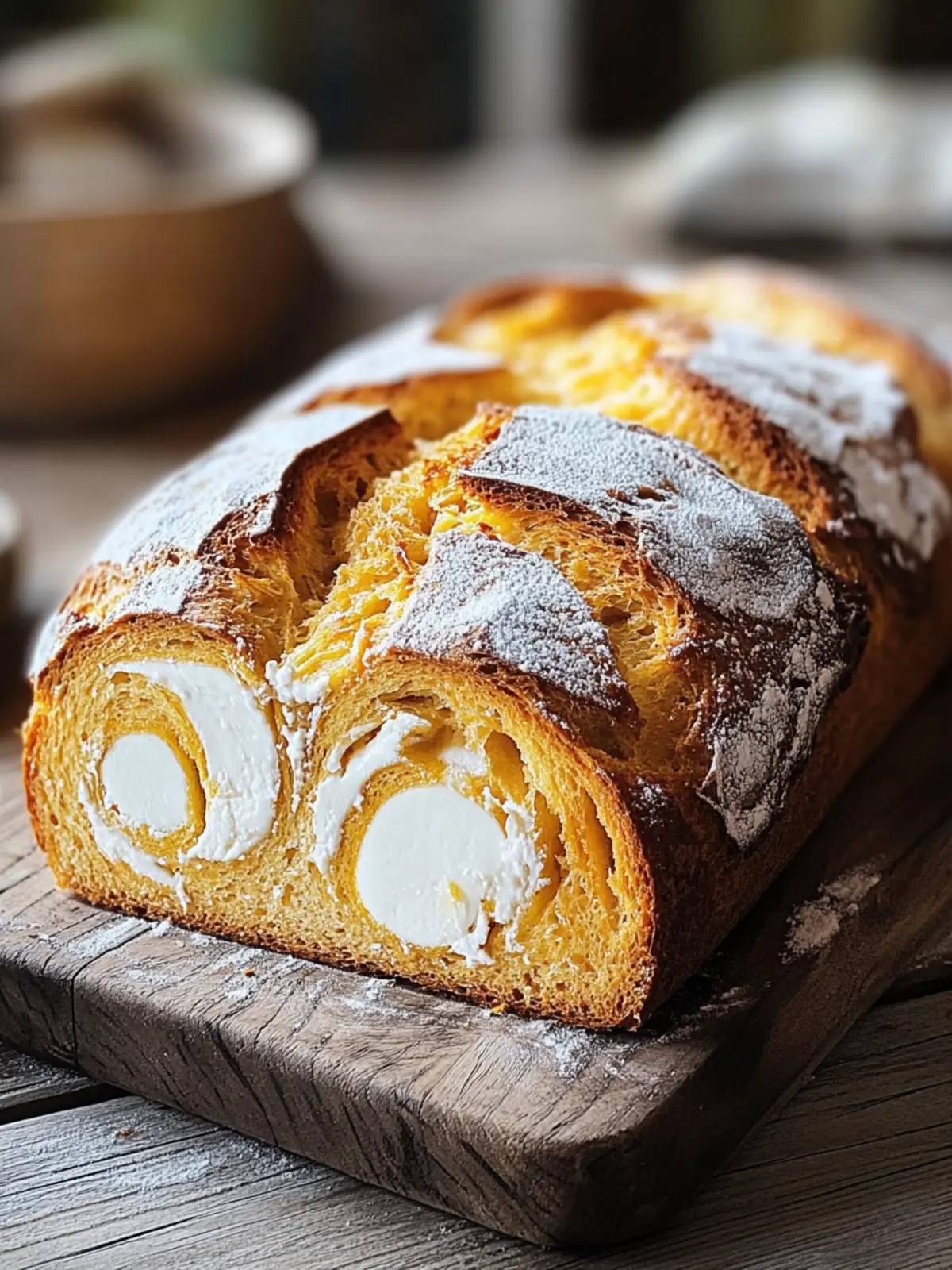 Wirbelnder Kürbis-Frischkäse-Brot