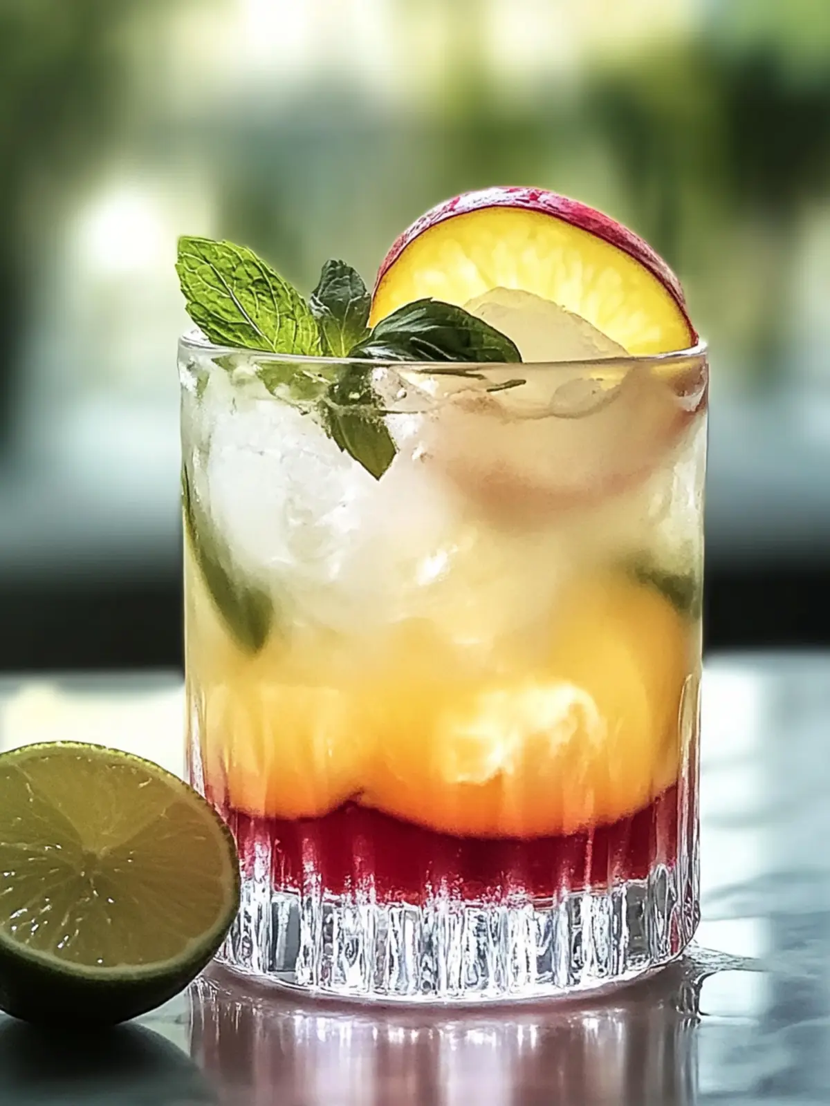 Geschichteter Pfirsich-Cocktail