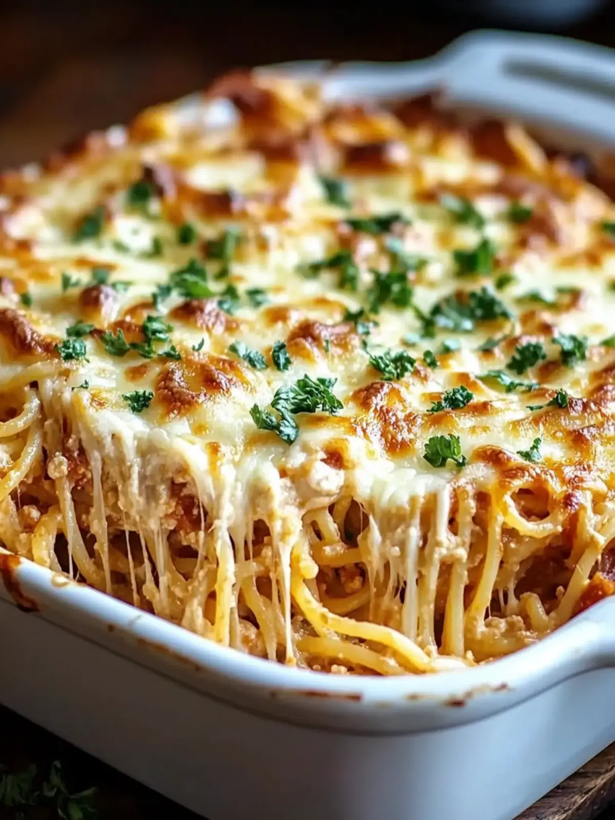 Spaghetti casserole with cream cheese