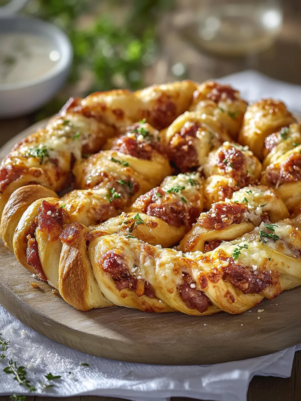 Leckere Pizzastangen Twists mit Rindfleisch und Parmesan