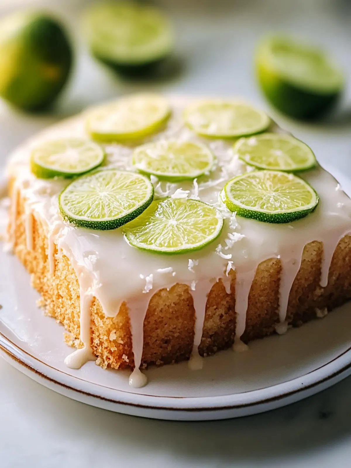 Simple coconut milk sheet cake with fresh lime glaze