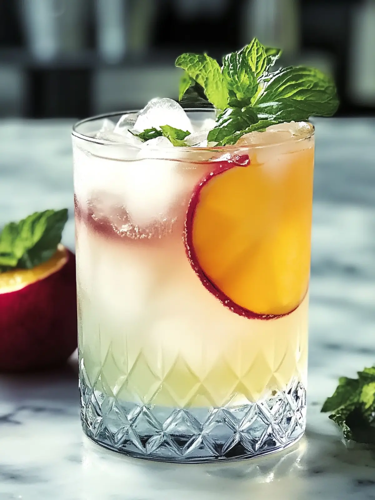 Geschichteter Pfirsich-Cocktail