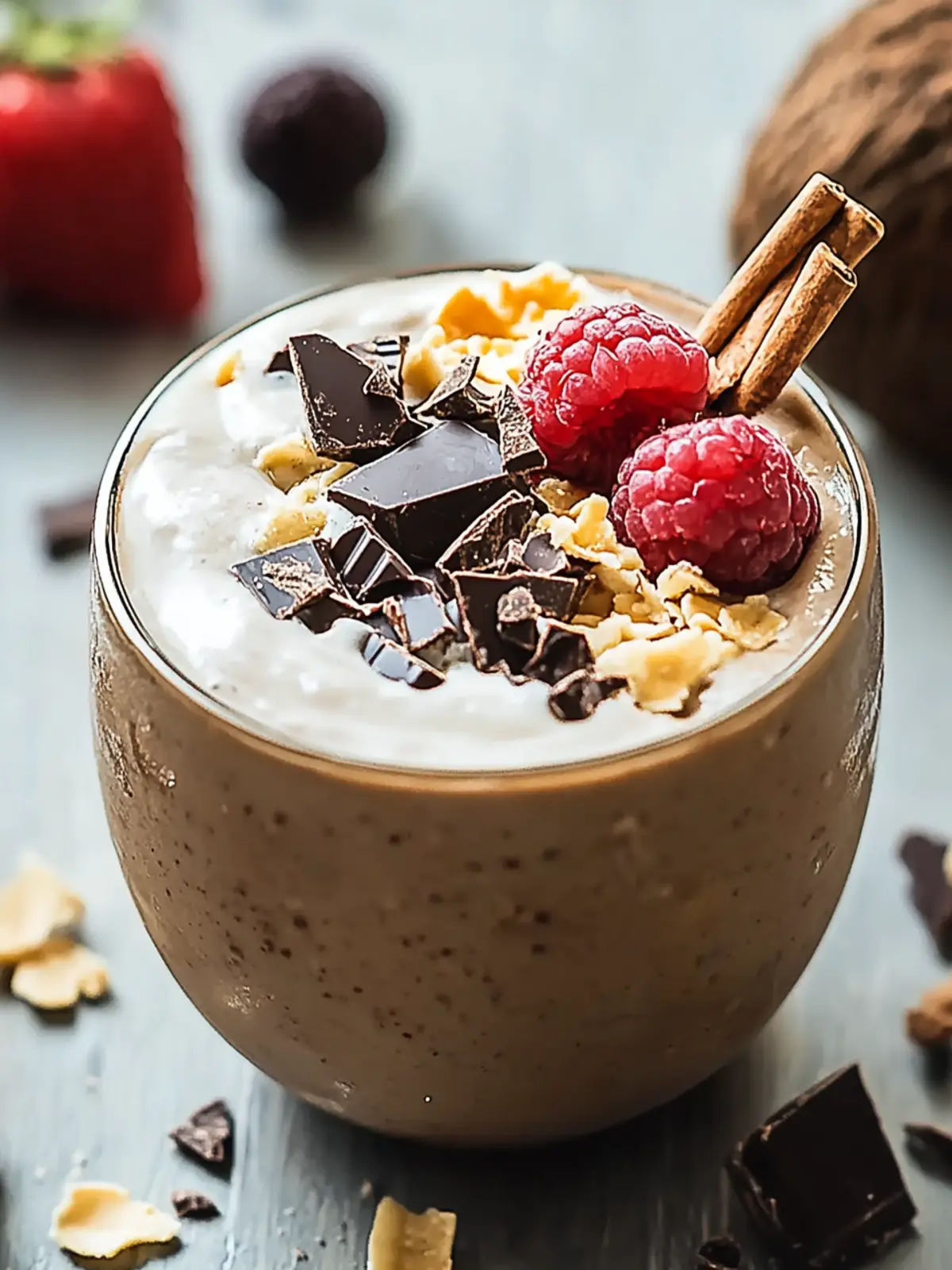 Dunkle Schokolade und geröstete Kokosnuss Smoothie Schüssel