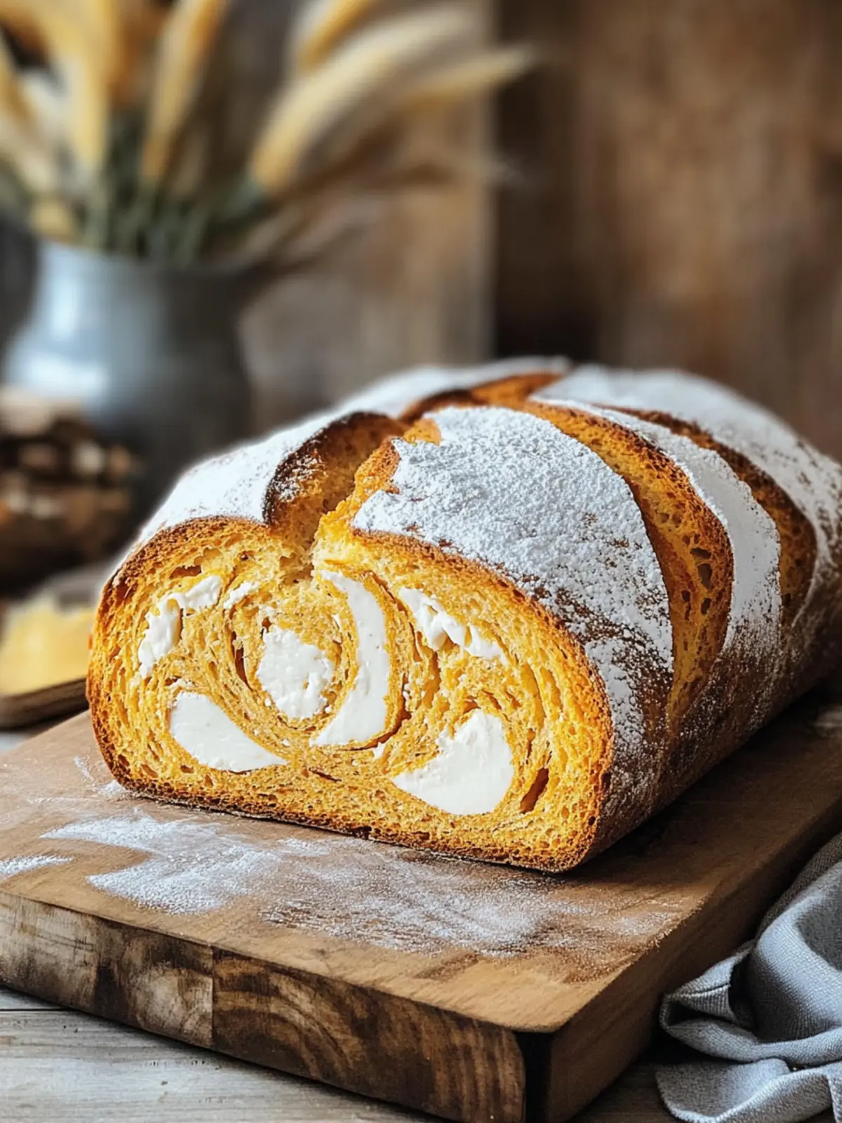 Wirbelnder Kürbis-Frischkäse-Brot