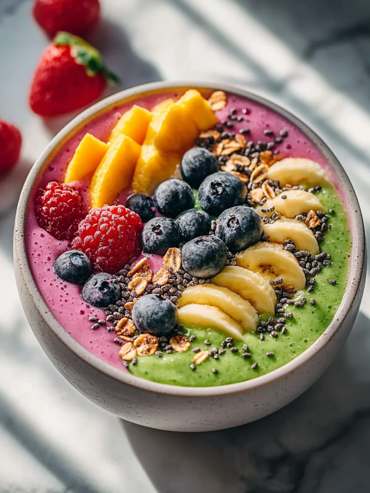 Bunte Smoothie Bowls dekorieren