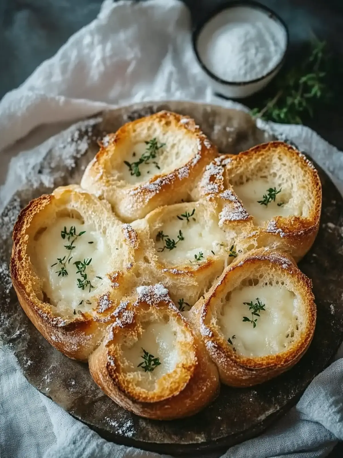 Käsige Knoblauchbrot Häppchen