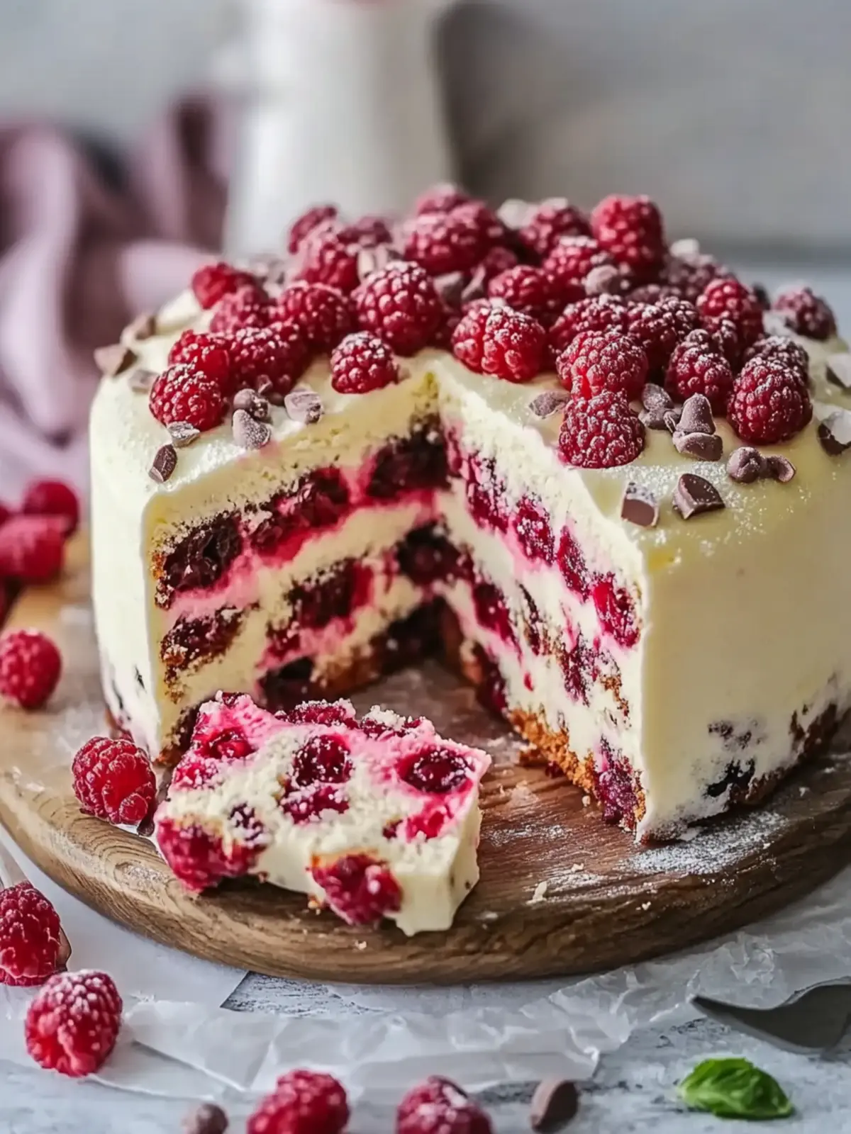 Weißer Schokoladen-Himbeer-Kuchen