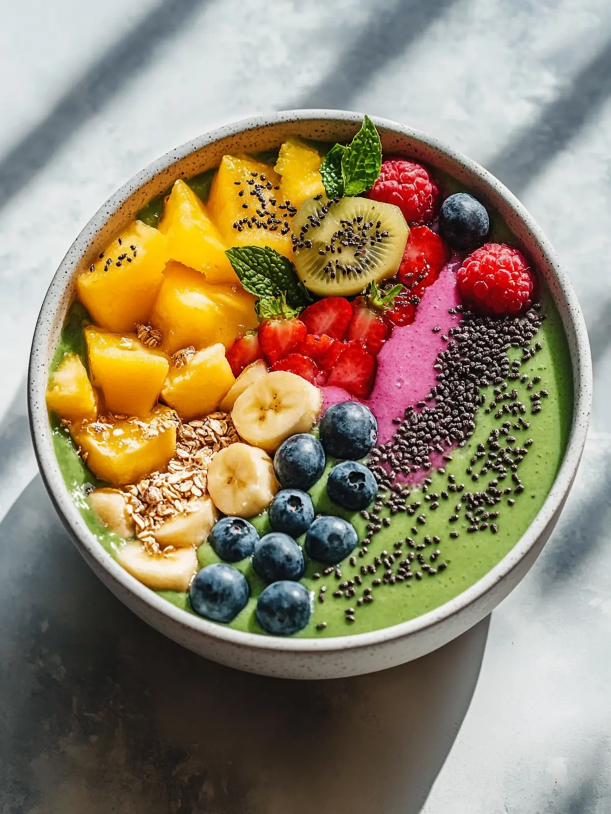 Bunte Smoothie Bowls dekorieren