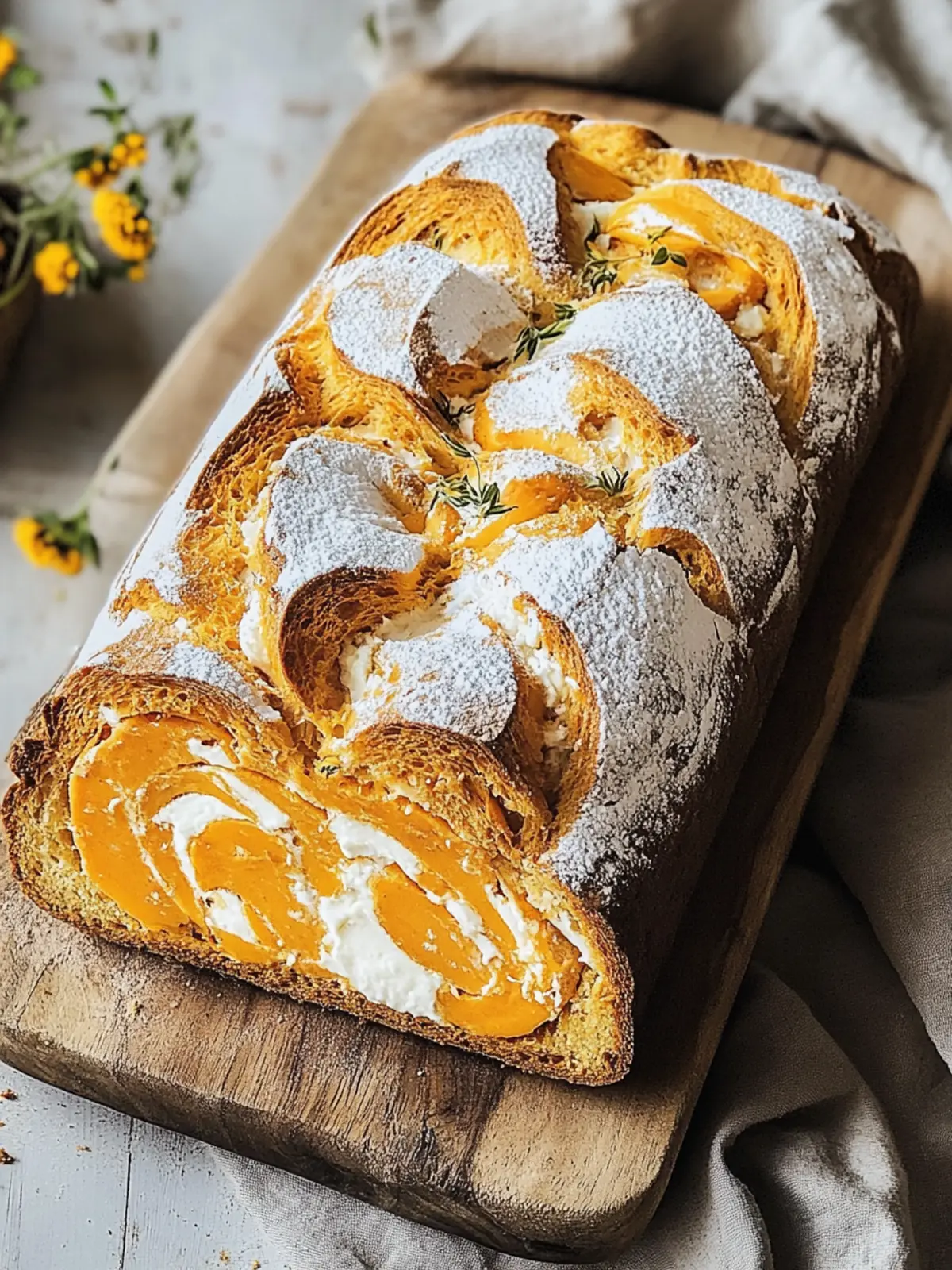 Marmorierter Kürbis-Frischkäse-Brot