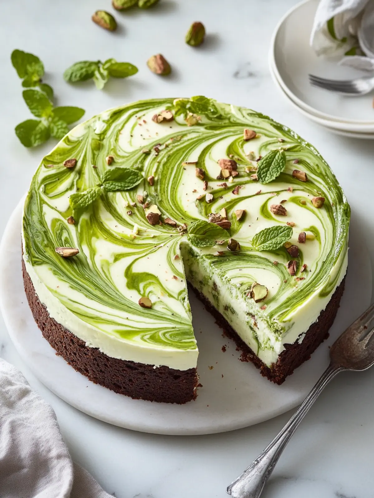 Pistazien-Swirl-Cheesecake