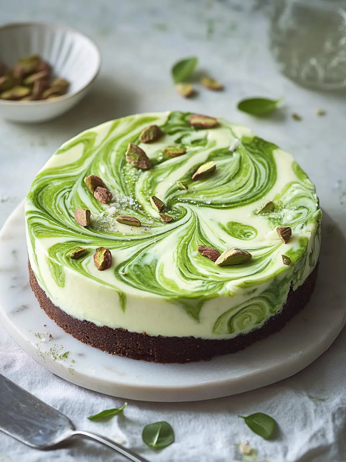 Pistazien-Swirl-Käsekuchen