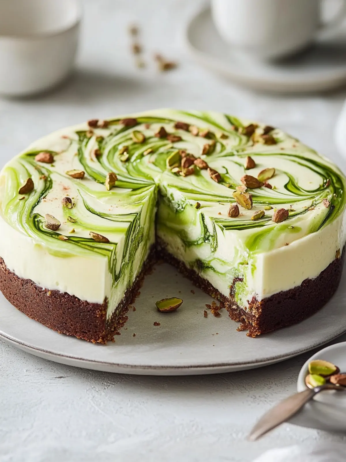 Pistazien-Swirl-Käsekuchen